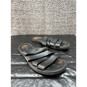 Barneys New York Italian Leather Slip On Sandals Black Mens Size 10M US